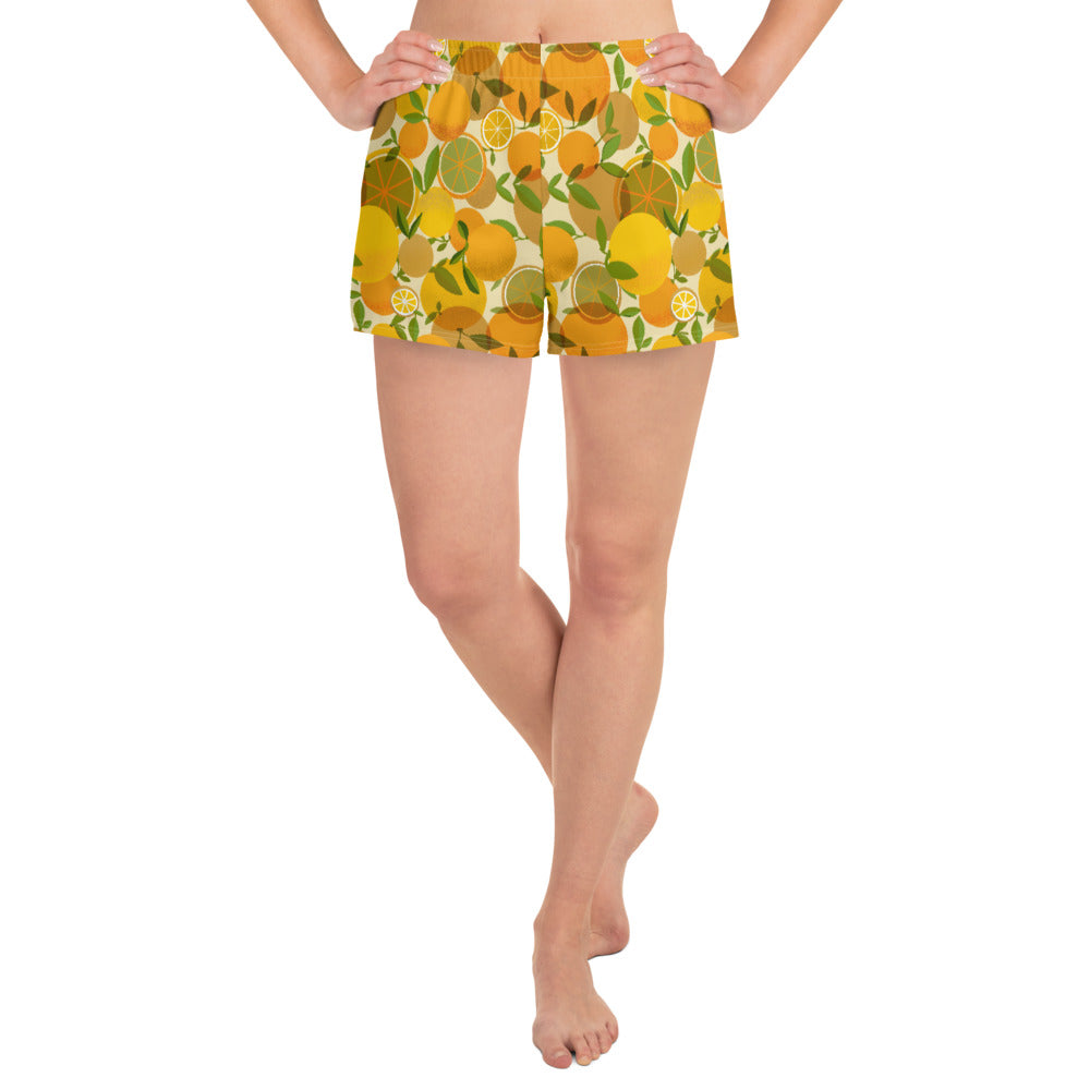 Retro Lemon Women's Athletic Short Shorts