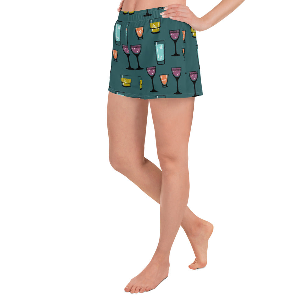 Cocktail Hour Women's Athletic Short Shorts, Deep Teal