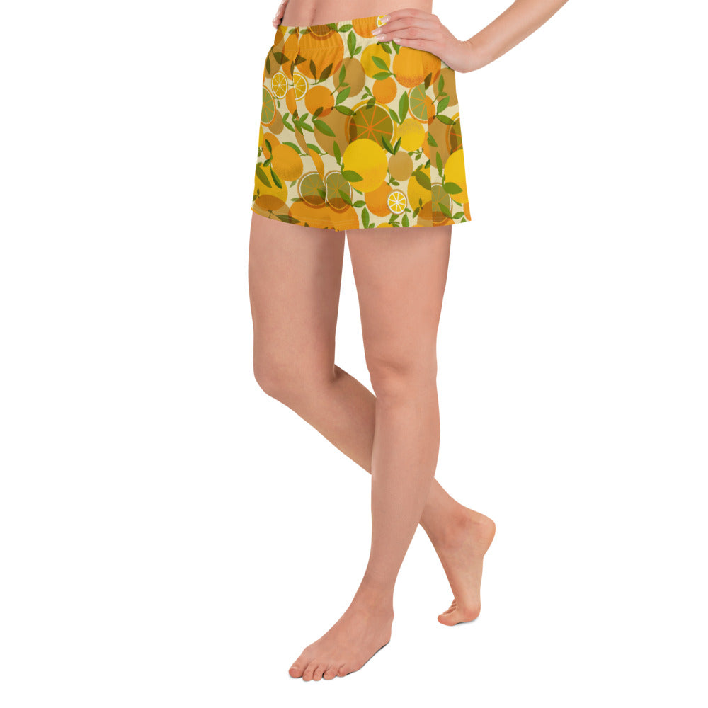 Retro Lemon Women's Athletic Short Shorts