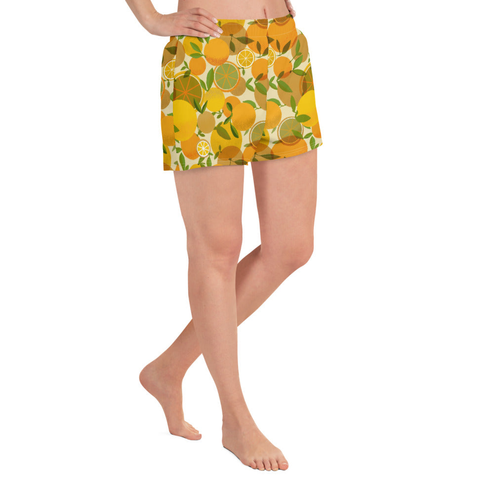 Retro Lemon Women's Athletic Short Shorts