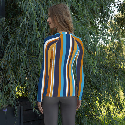 Retro Stripe Women's Rash Guard