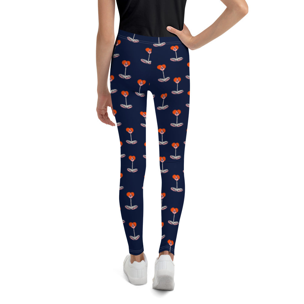 Navy Floral Youth Leggings