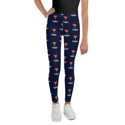 Navy Floral Youth Leggings