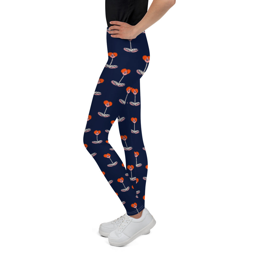 Navy Floral Youth Leggings