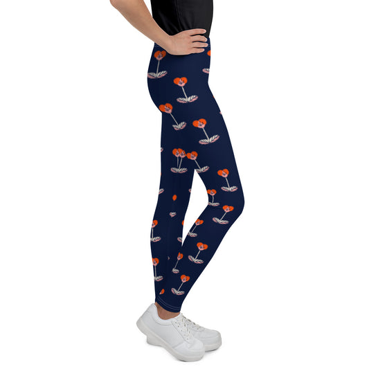 Navy Floral Youth Leggings