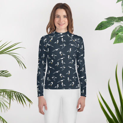 Navy Seagulls Youth Rash Guard