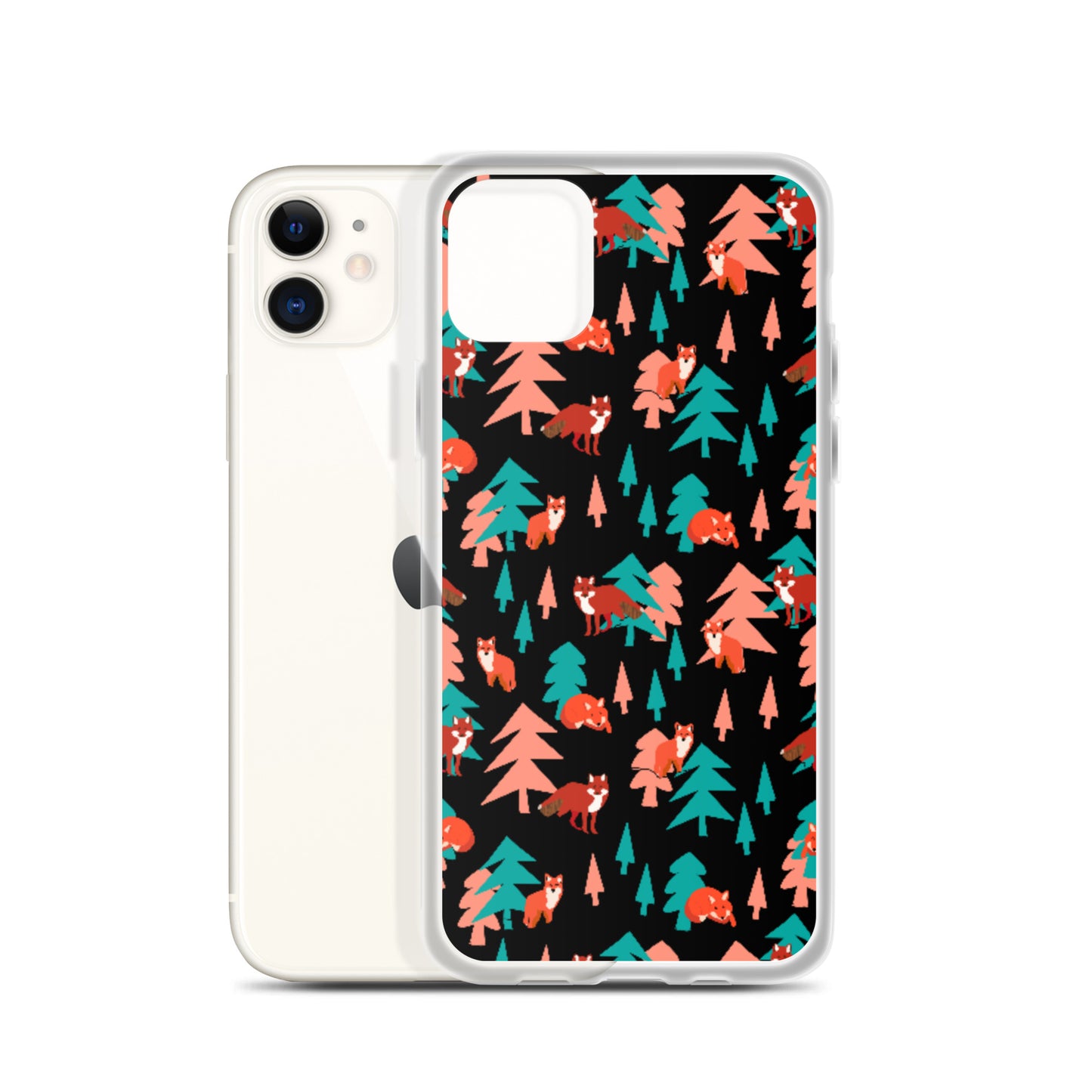 Fox Print iPhone Case, Black