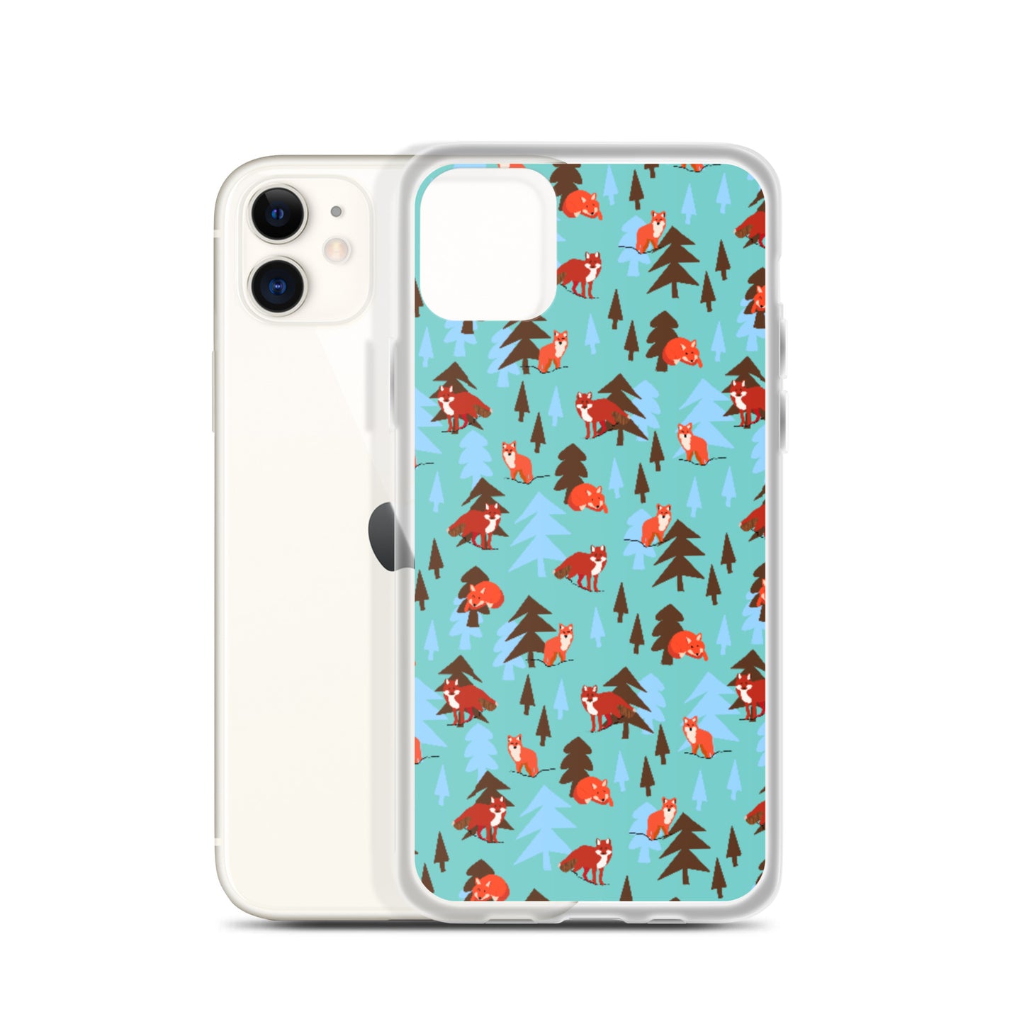 Fox Print iPhone Case, Teal