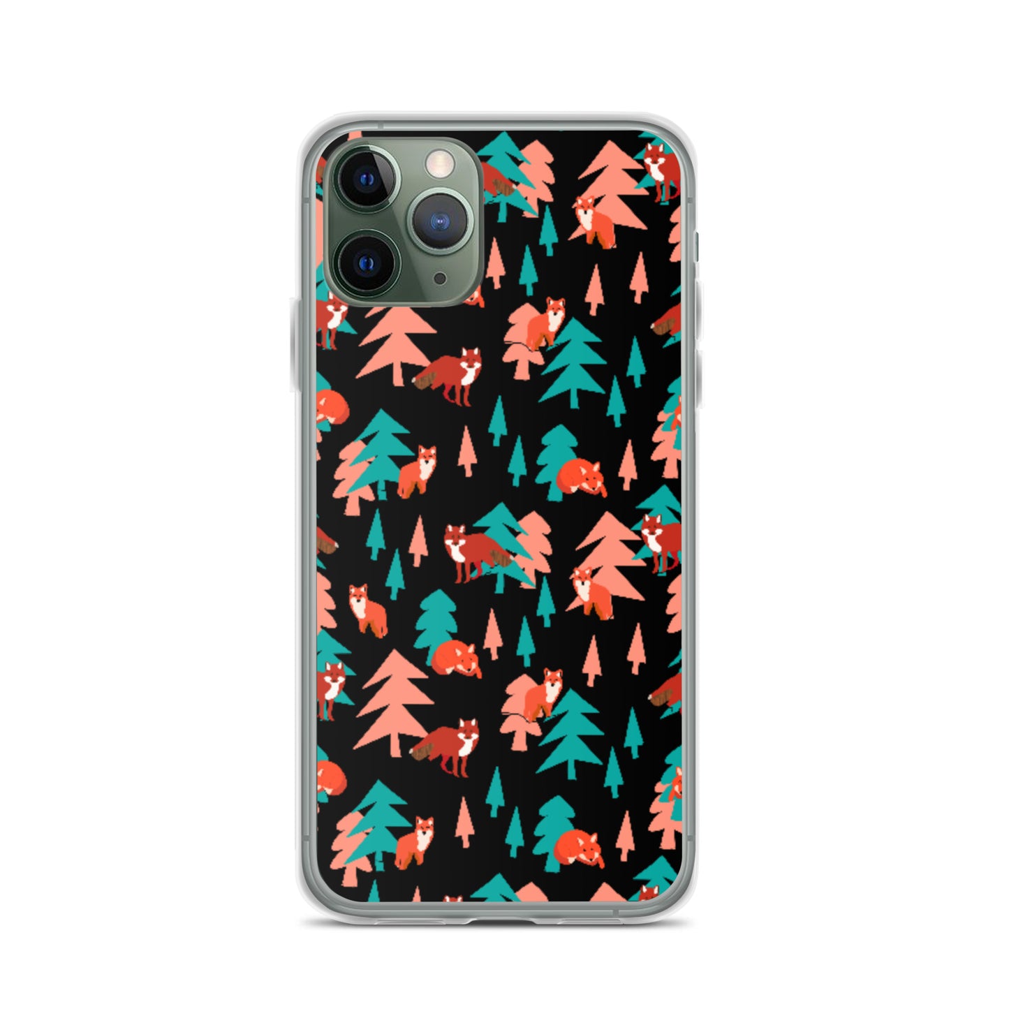 Fox Print iPhone Case, Black