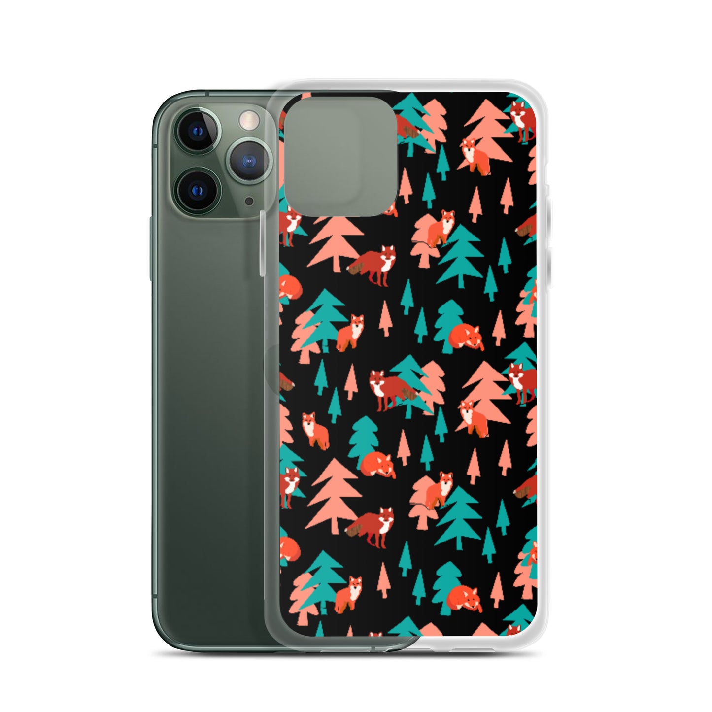 Fox Print iPhone Case, Black