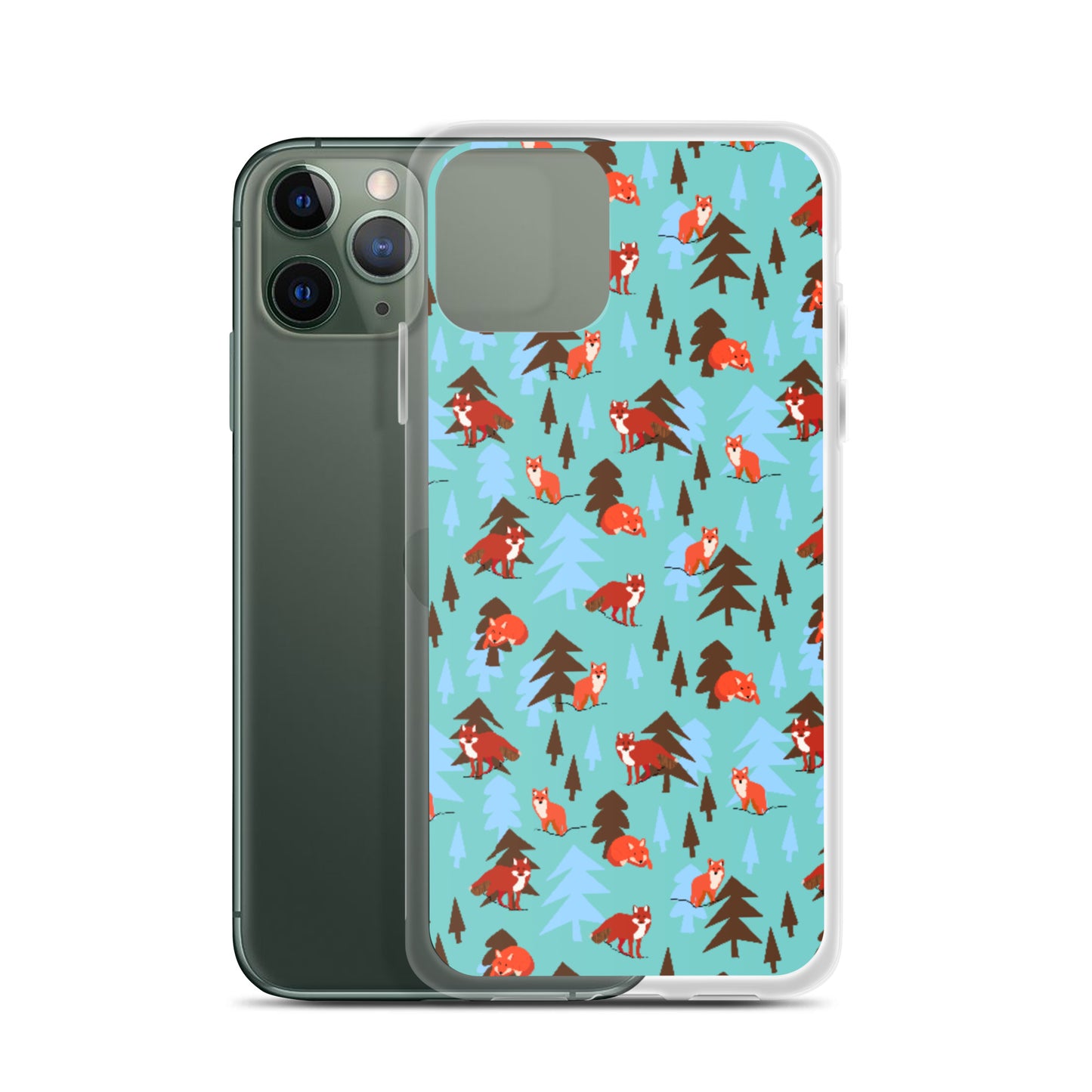 Fox Print iPhone Case, Teal