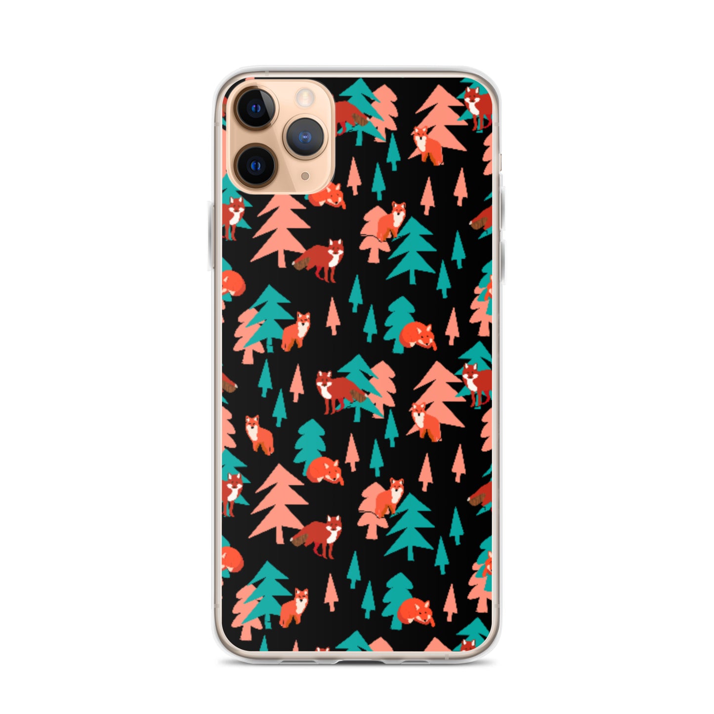 Fox Print iPhone Case, Black