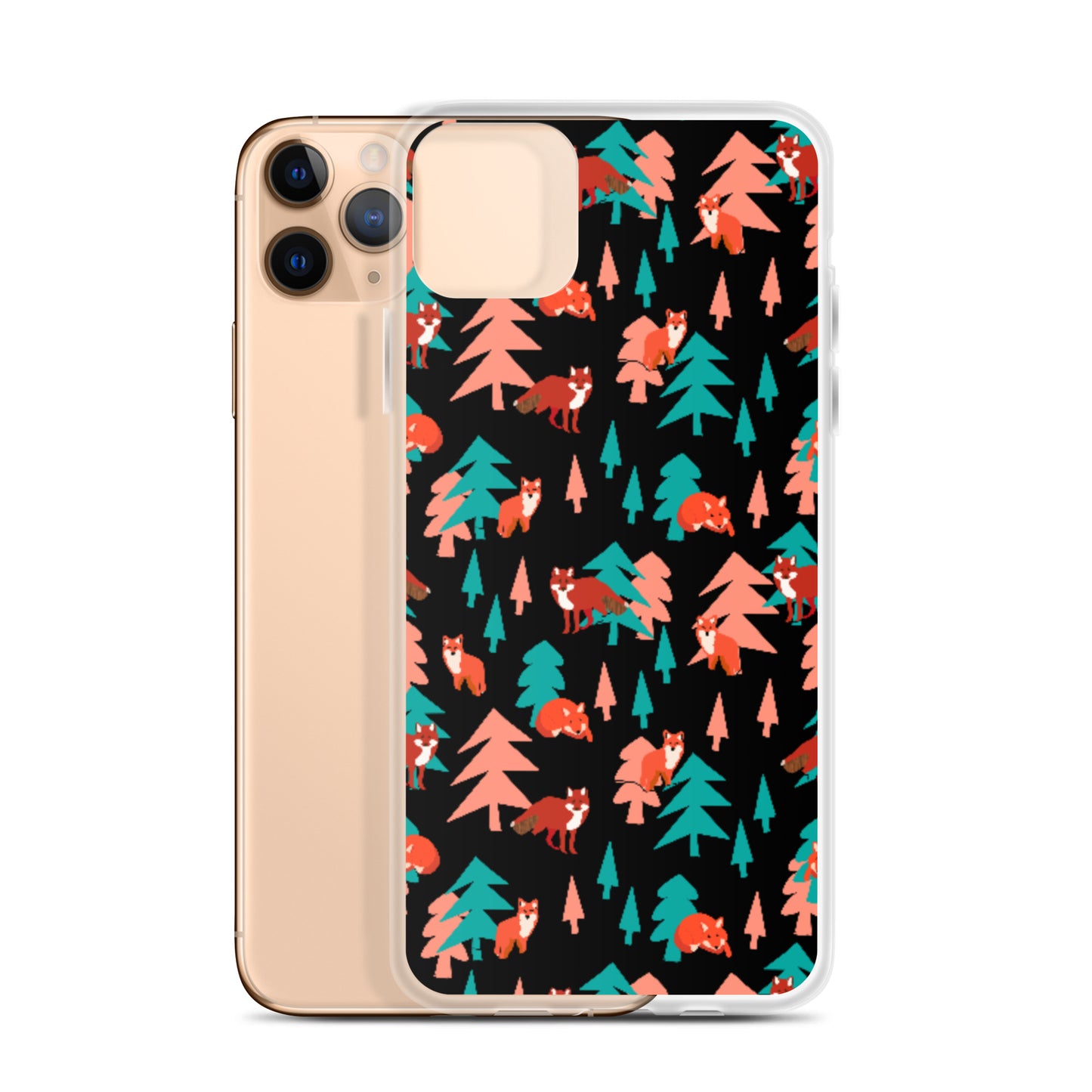 Fox Print iPhone Case, Black