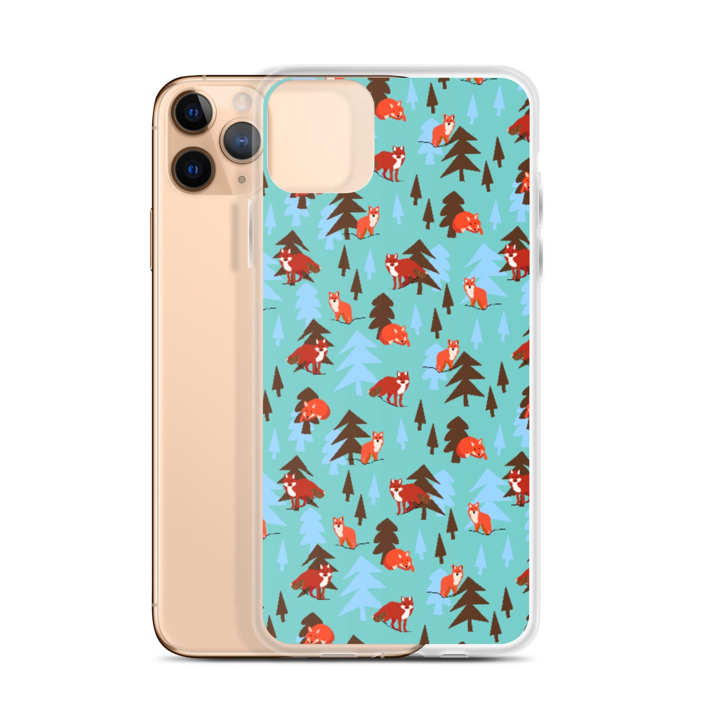 Fox Print iPhone Case, Teal