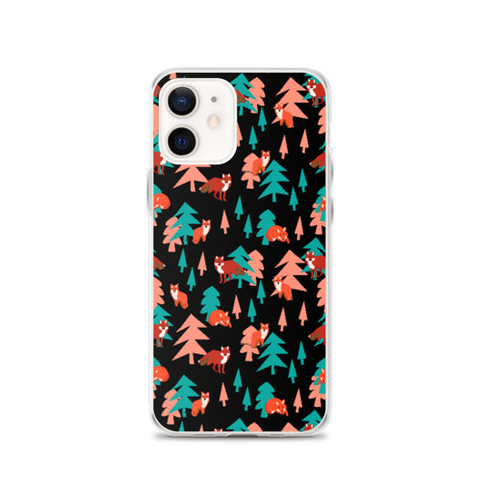 Fox Print iPhone Case, Black