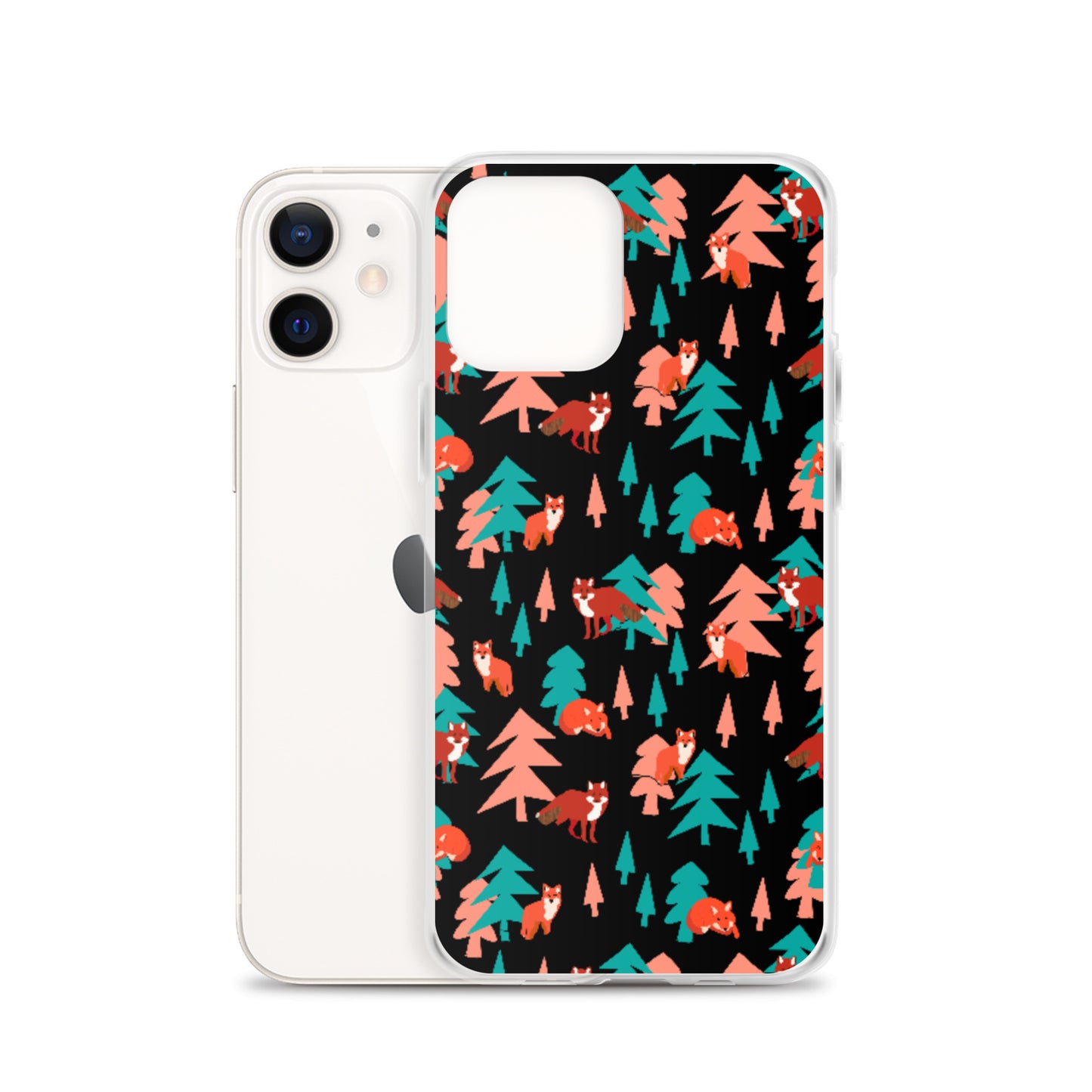 Fox Print iPhone Case, Black