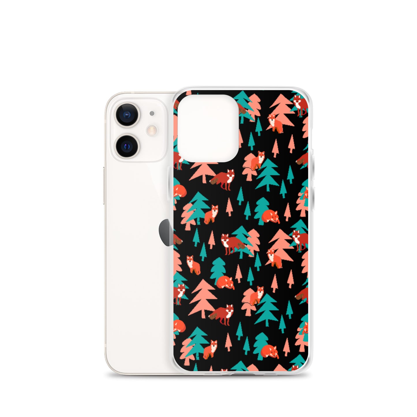 Fox Print iPhone Case, Black