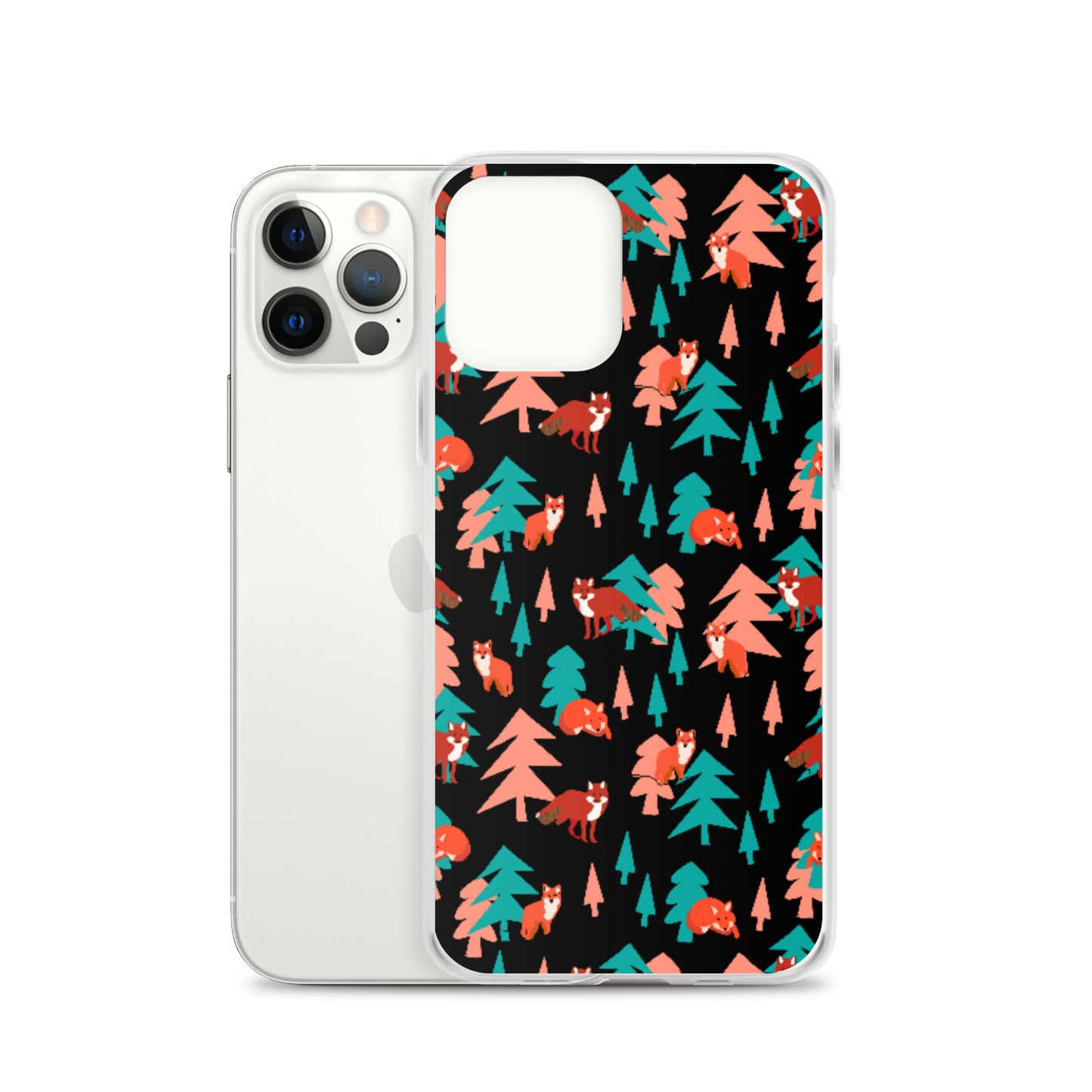 Fox Print iPhone Case, Black