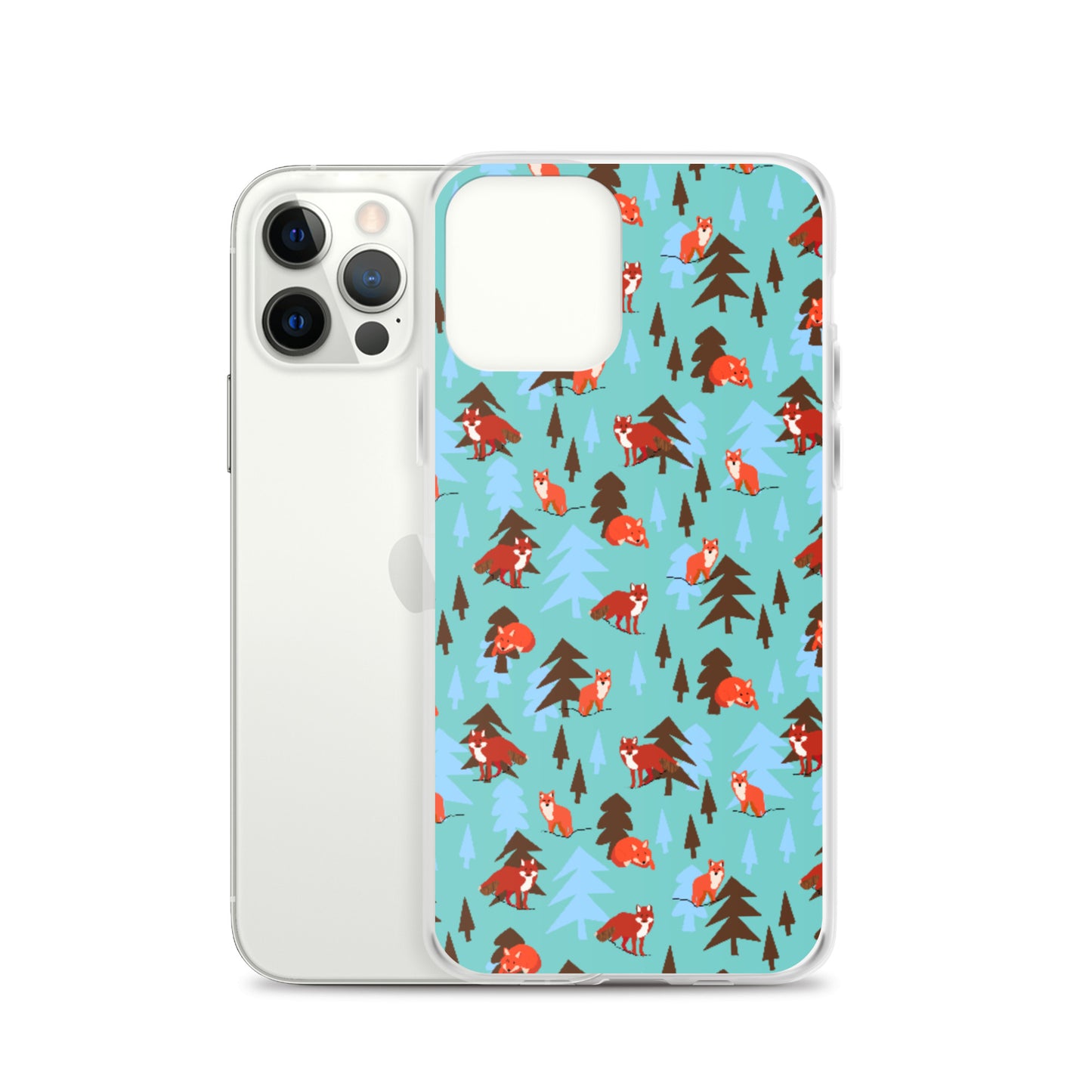 Fox Print iPhone Case, Teal