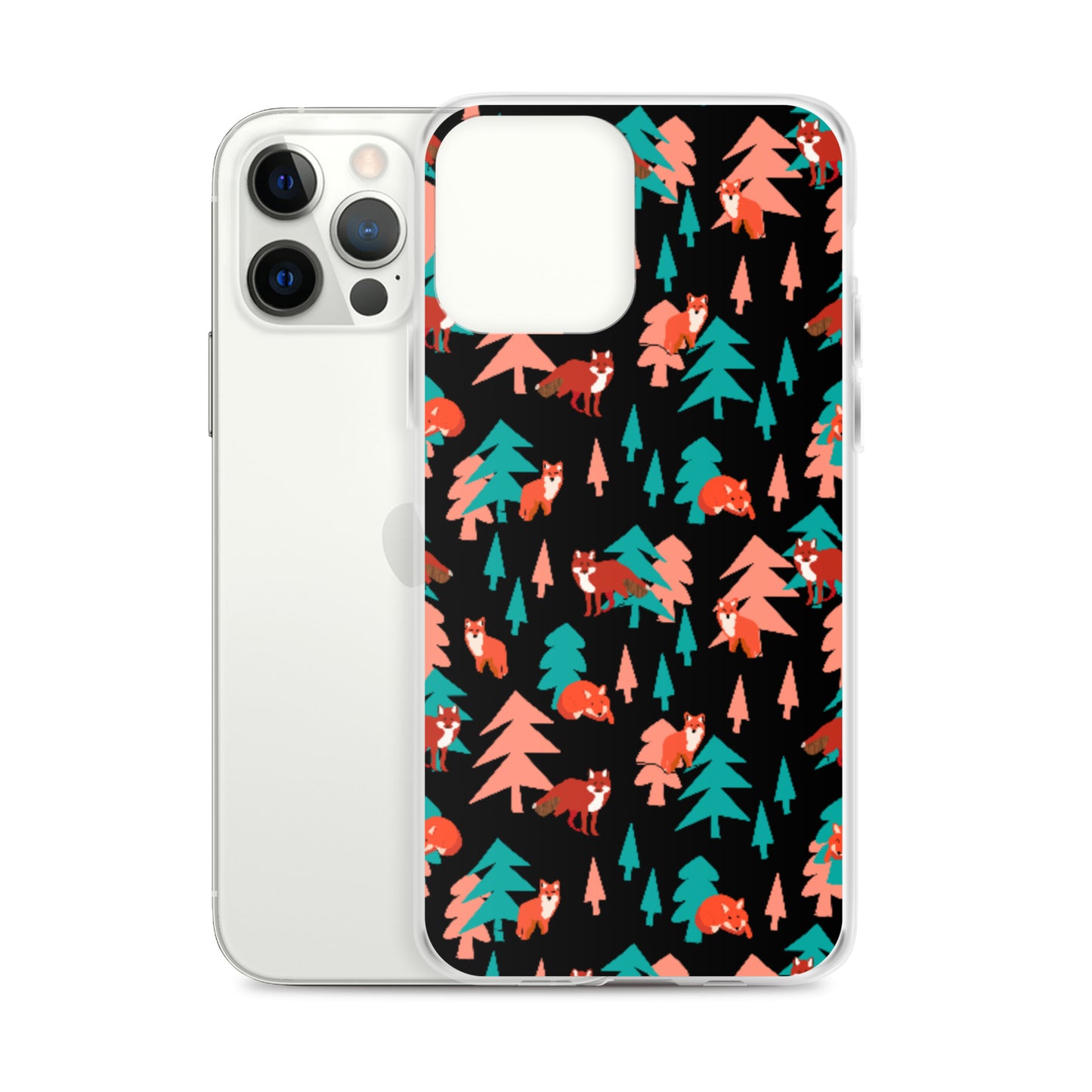 Fox Print iPhone Case, Black