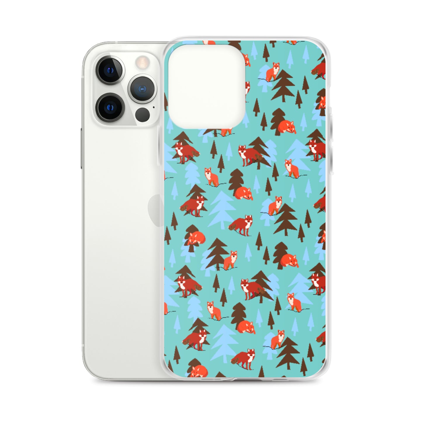 Fox Print iPhone Case, Teal