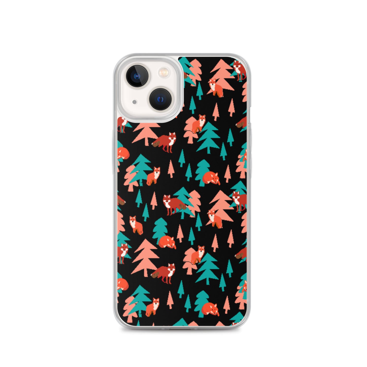 Fox Print iPhone Case, Black