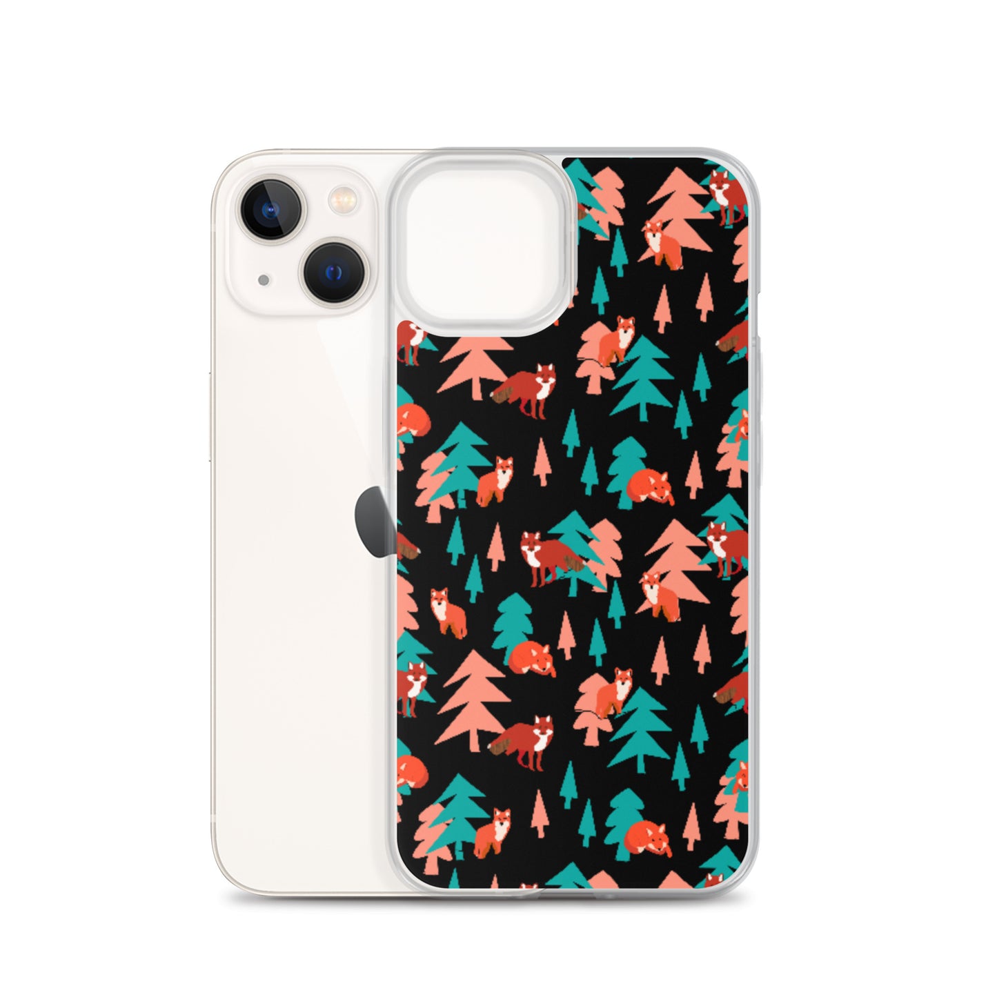 Fox Print iPhone Case, Black