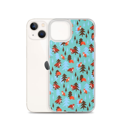 Fox Print iPhone Case, Teal