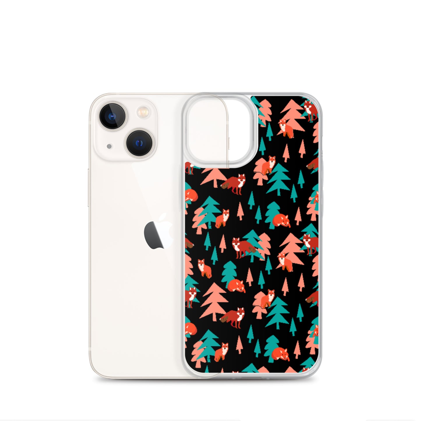 Fox Print iPhone Case, Black