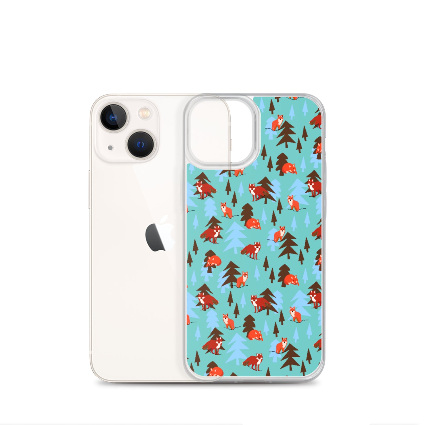 Fox Print iPhone Case, Teal