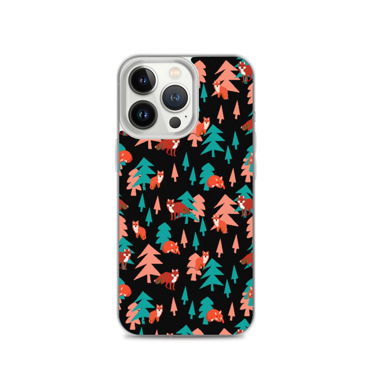 Fox Print iPhone Case, Black