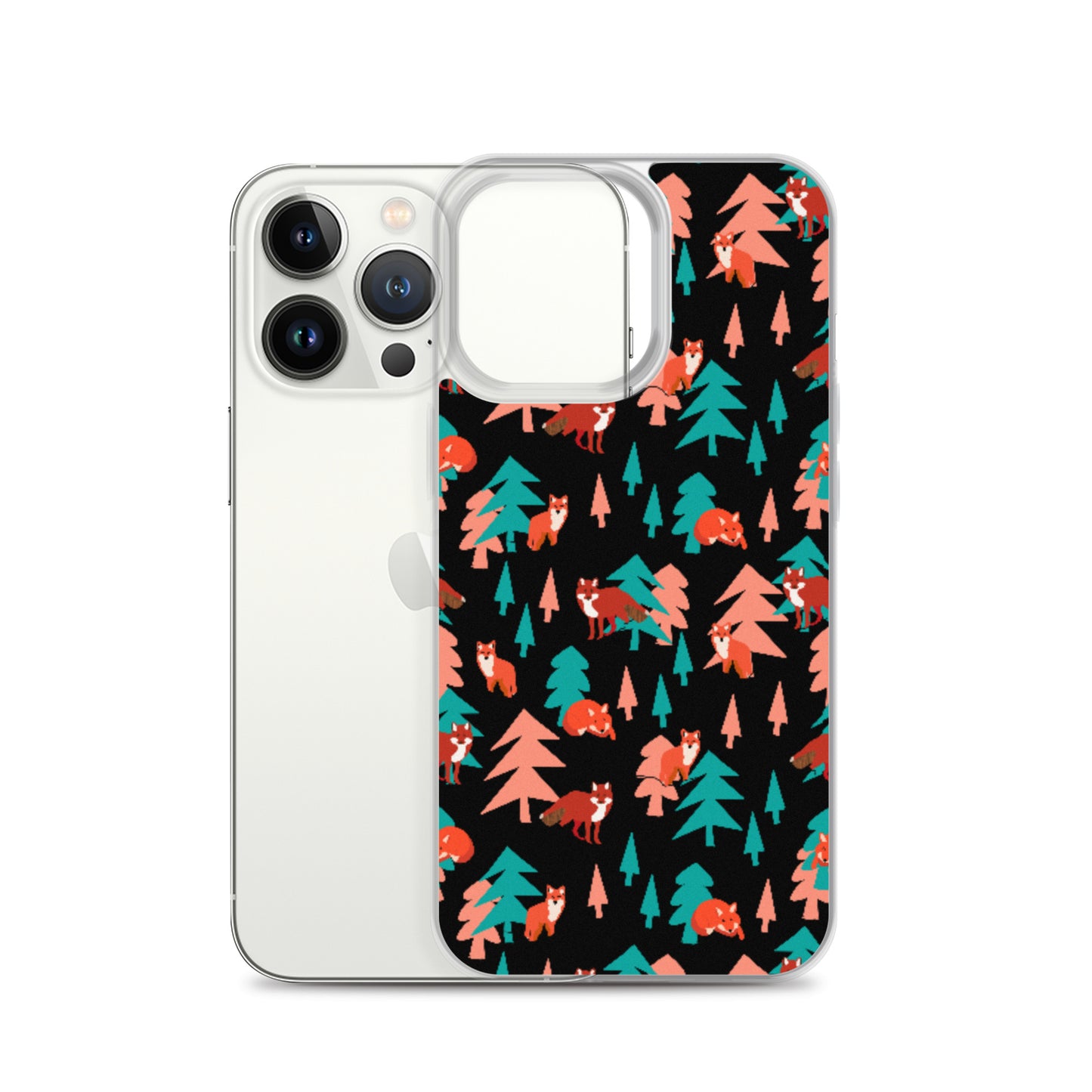 Fox Print iPhone Case, Black