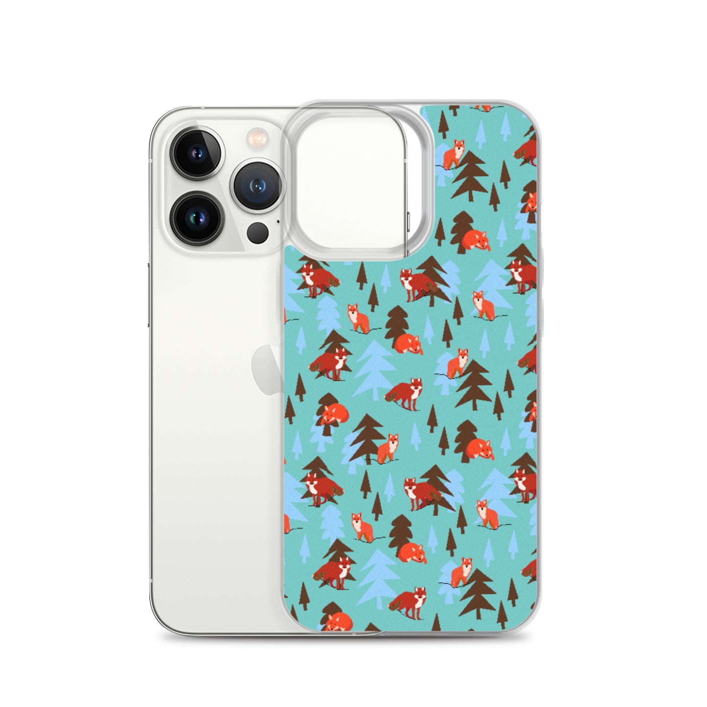 Fox Print iPhone Case, Teal