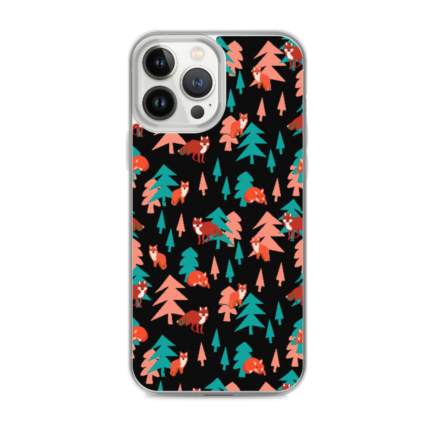 Fox Print iPhone Case, Black