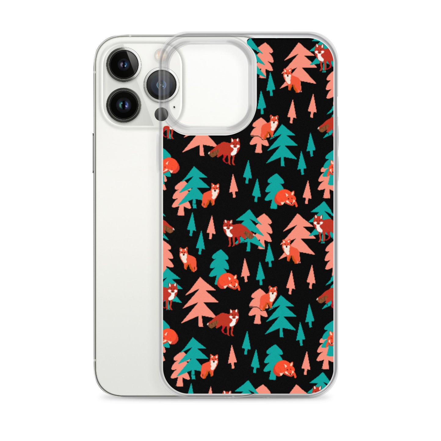 Fox Print iPhone Case, Black