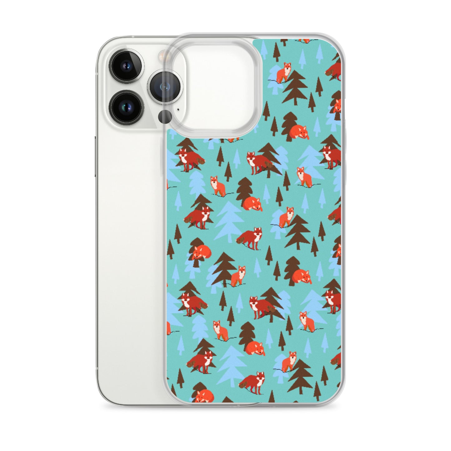 Fox Print iPhone Case, Teal