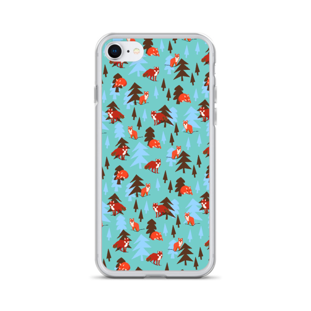 Fox Print iPhone Case, Teal