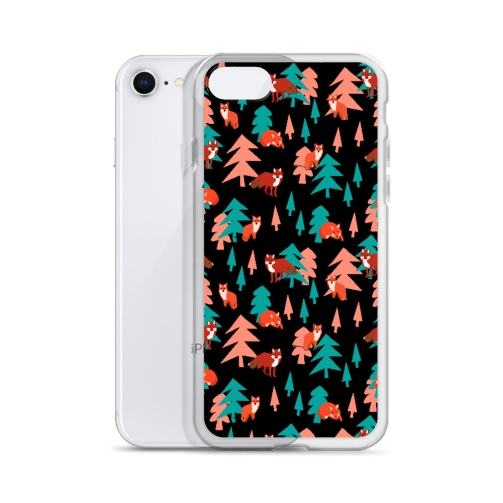 Fox Print iPhone Case, Black