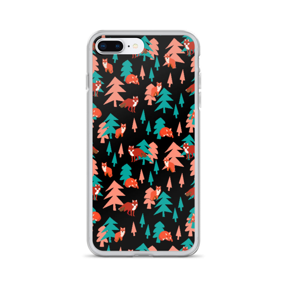 Fox Print iPhone Case, Black