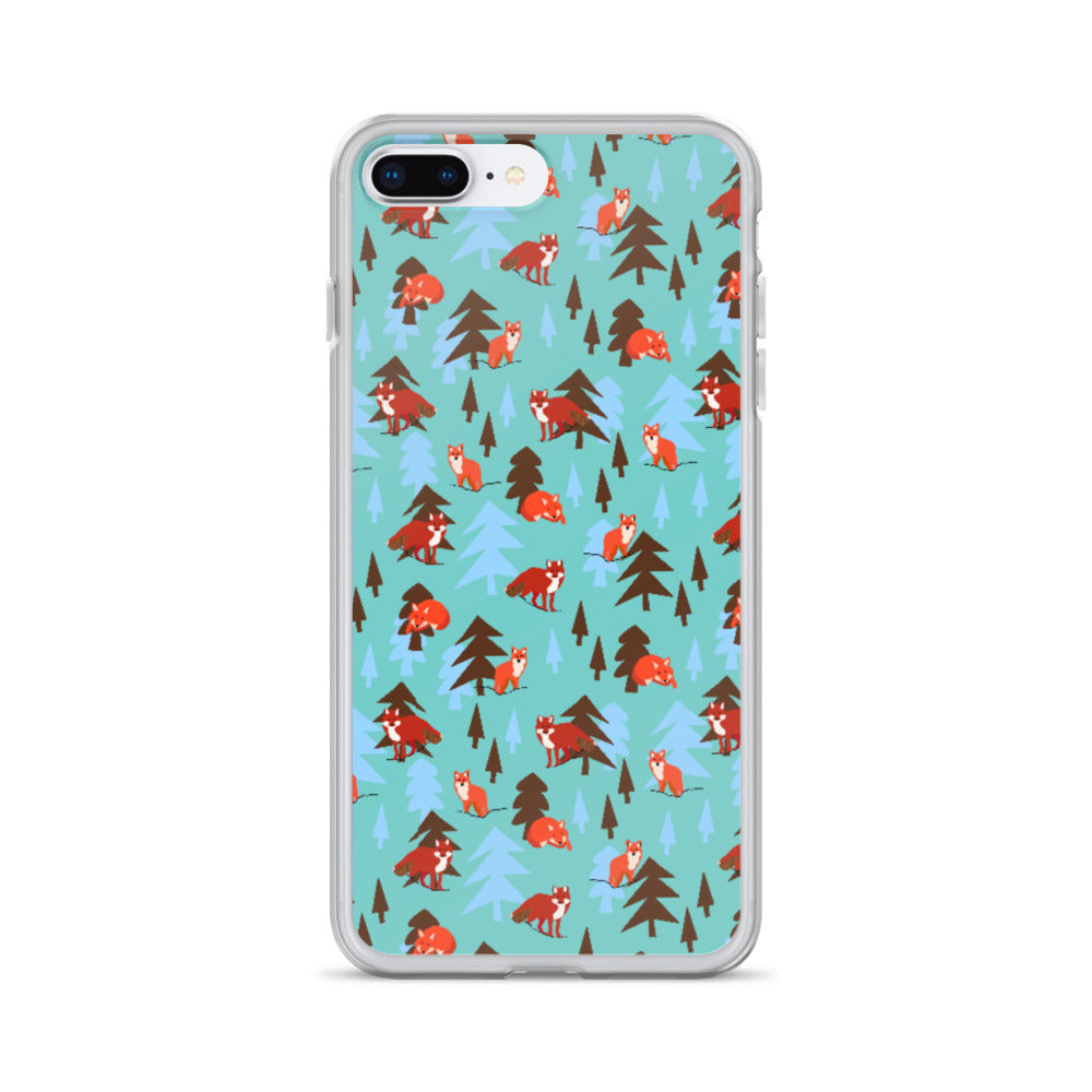 Fox Print iPhone Case, Teal