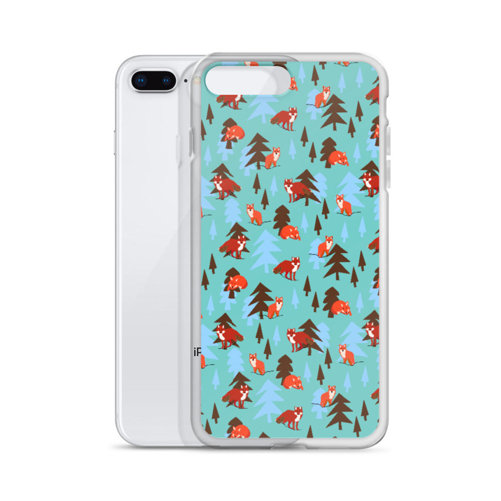 Fox Print iPhone Case, Teal