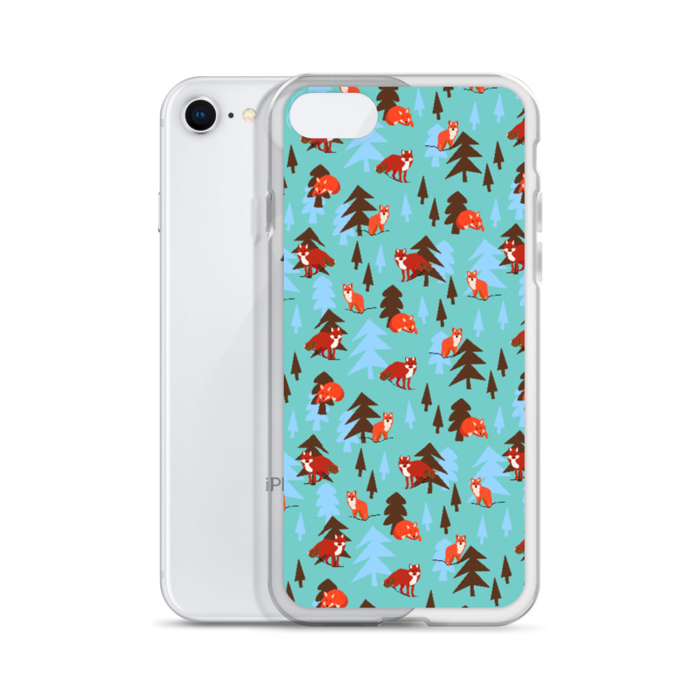 Fox Print iPhone Case, Teal