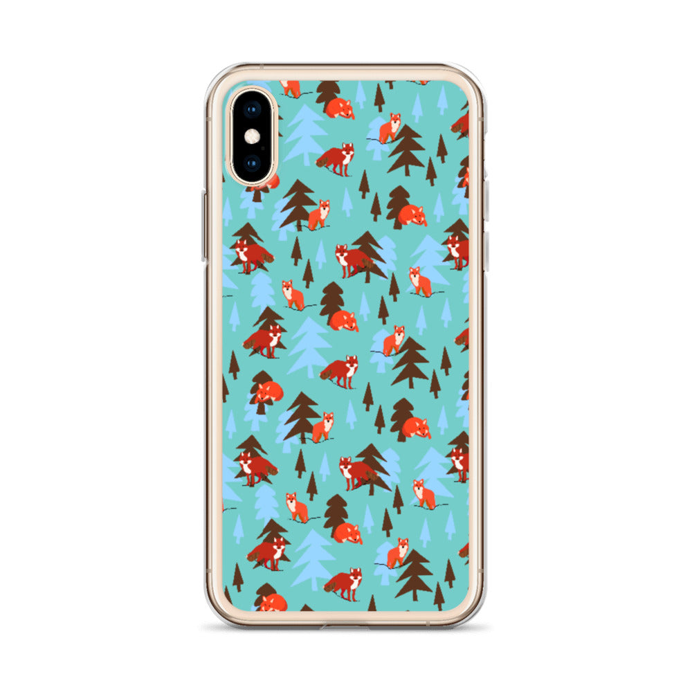 Fox Print iPhone Case, Teal