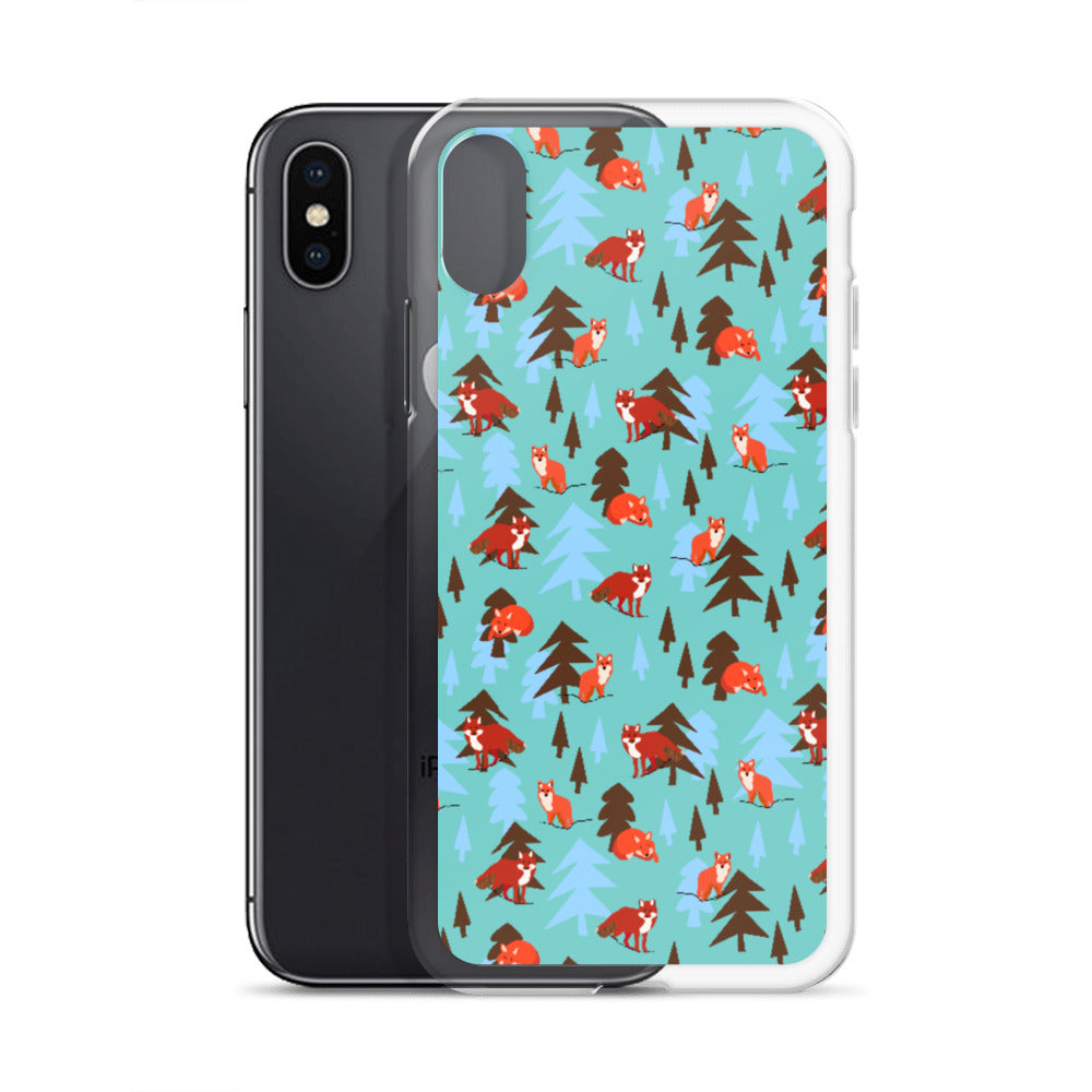 Fox Print iPhone Case, Teal