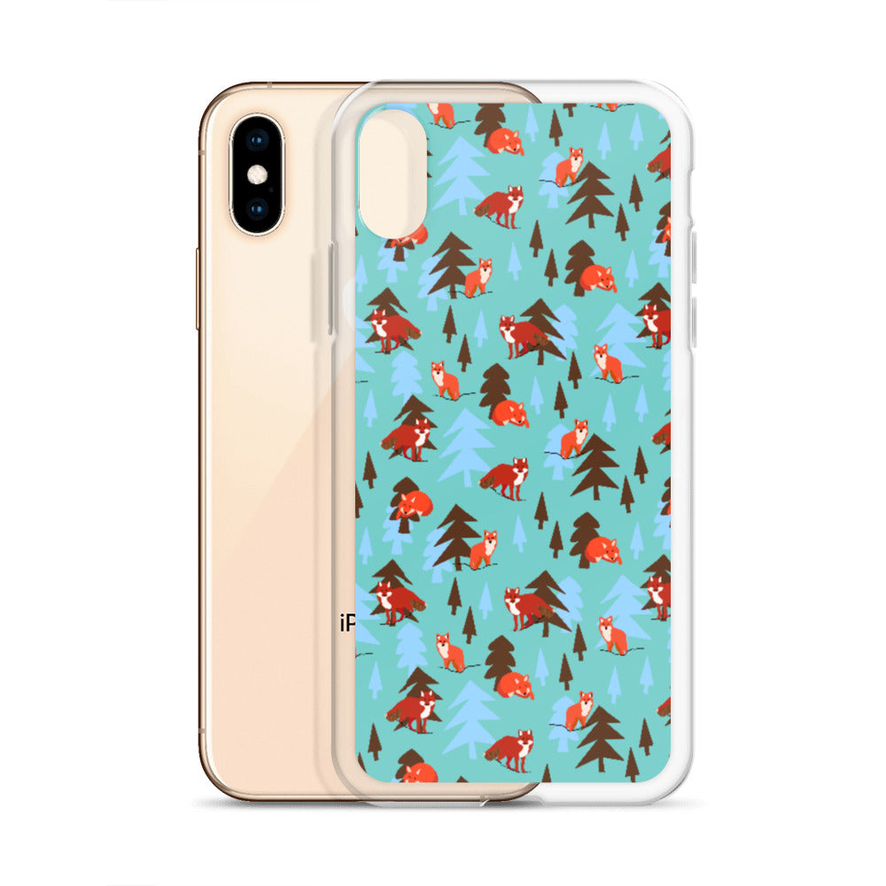 Fox Print iPhone Case, Teal