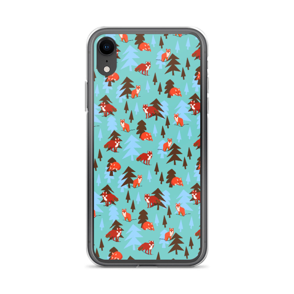 Fox Print iPhone Case, Teal