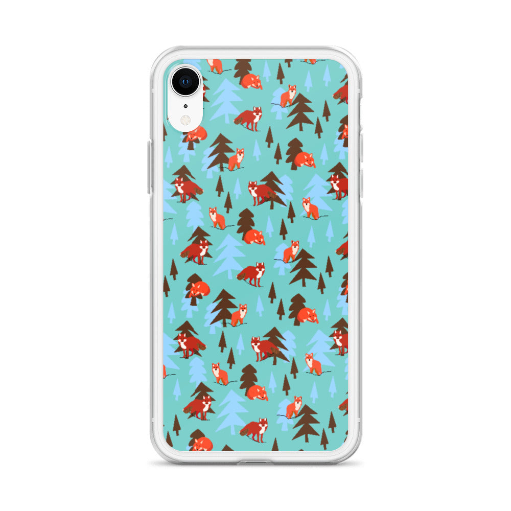 Fox Print iPhone Case, Teal