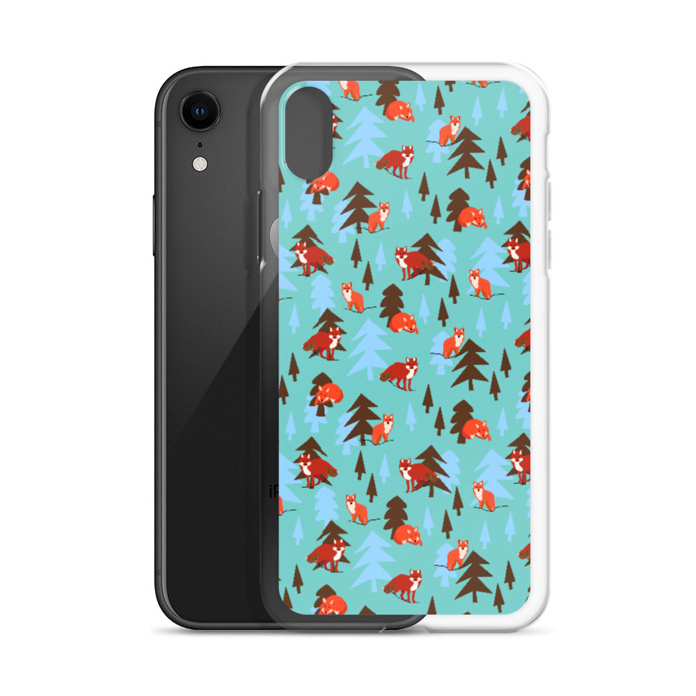 Fox Print iPhone Case, Teal