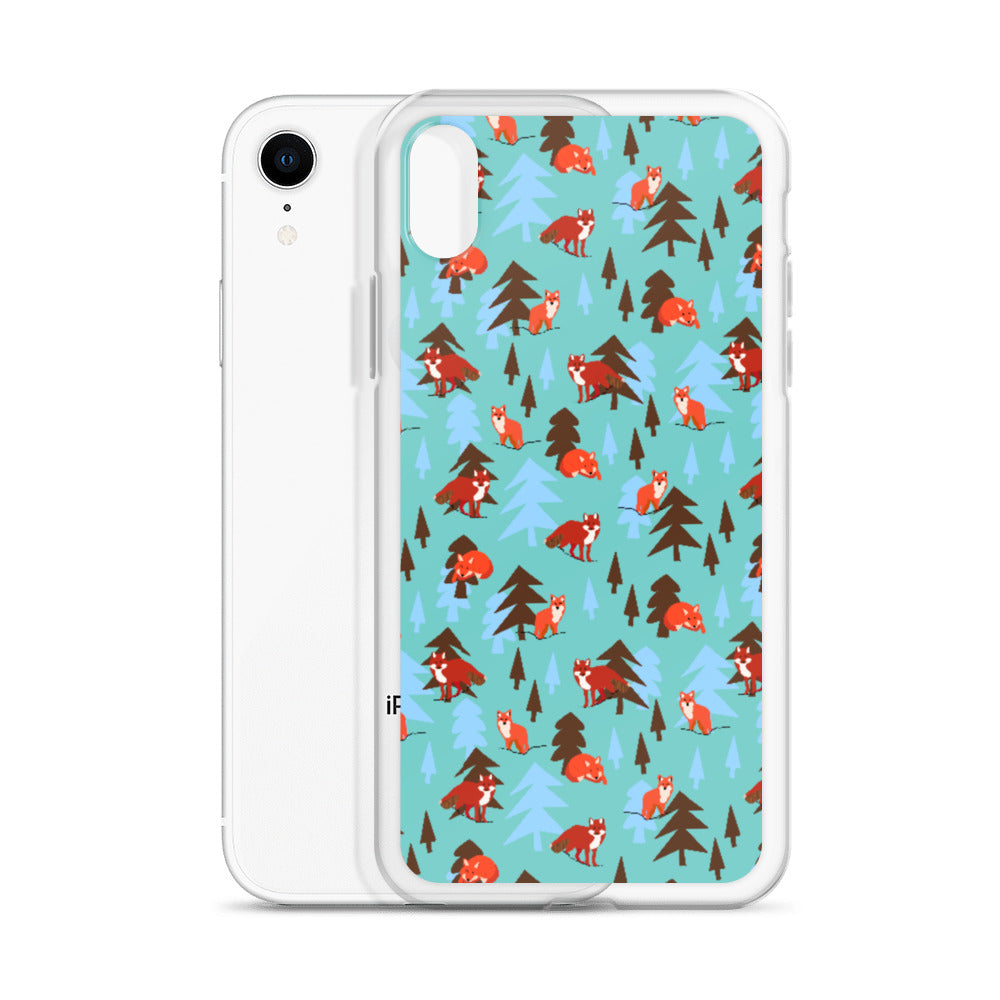 Fox Print iPhone Case, Teal