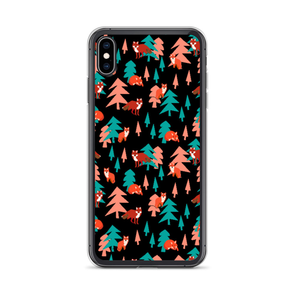 Fox Print iPhone Case, Black